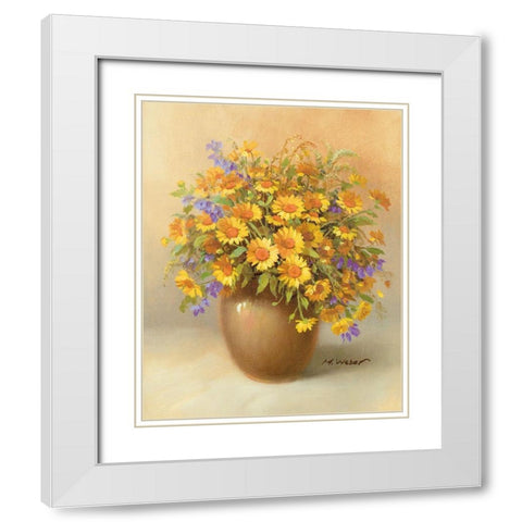 YELLOW BOUQUET White Modern Wood Framed Art Print with Double Matting by Weber, Max