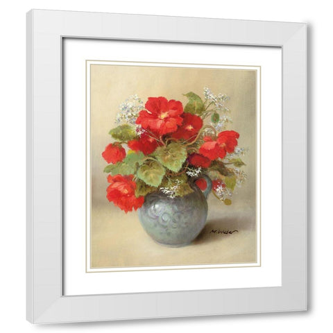 RED BOUQUET White Modern Wood Framed Art Print with Double Matting by Weber, Max