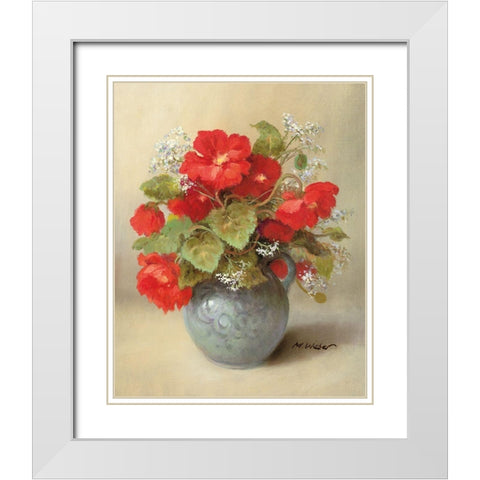 RED BOUQUET White Modern Wood Framed Art Print with Double Matting by Weber, Max