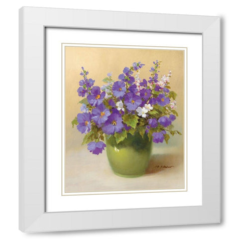 BLUE BOUQUET White Modern Wood Framed Art Print with Double Matting by Weber, Max