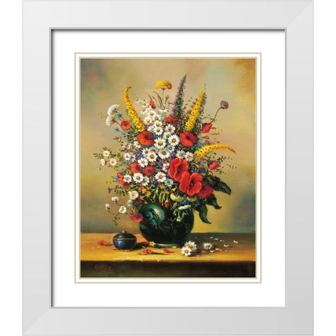 BOUQUET MUNICH SCHOOL I White Modern Wood Framed Art Print with Double Matting by Pila