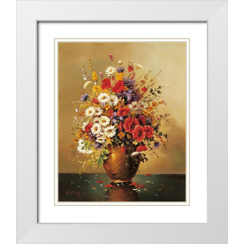BOUQUET MUNICH SCHOOL II White Modern Wood Framed Art Print with Double Matting by Pila