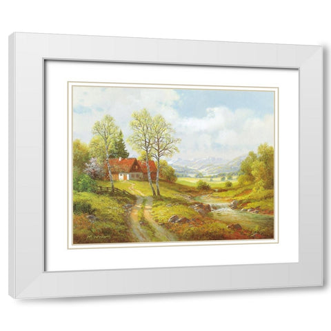 SEASONS White Modern Wood Framed Art Print with Double Matting by Weber, Max