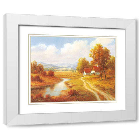SEASONS White Modern Wood Framed Art Print with Double Matting by Weber, Max
