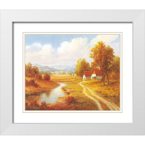 SEASONS White Modern Wood Framed Art Print with Double Matting by Weber, Max