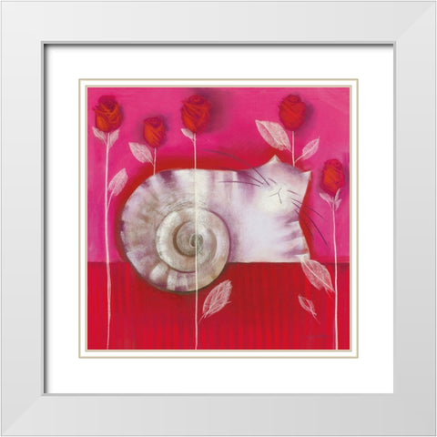 DELILAH White Modern Wood Framed Art Print with Double Matting by Robertson, Marilyn