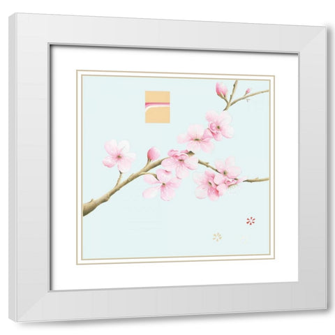 Pink Cherry II White Modern Wood Framed Art Print with Double Matting by Gore, Ally-Reader, Robert