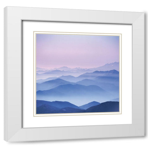 BLUE MOUNTAINS I White Modern Wood Framed Art Print with Double Matting by Weissing, Gerd