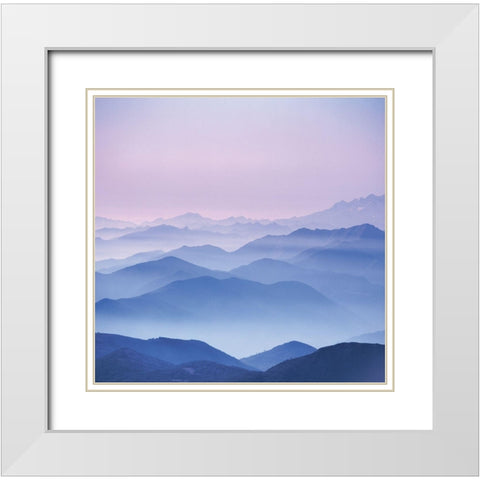 BLUE MOUNTAINS I White Modern Wood Framed Art Print with Double Matting by Weissing, Gerd