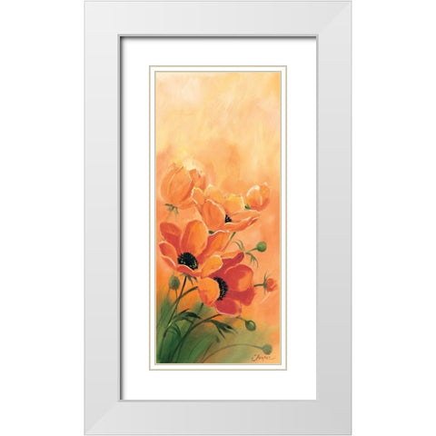 Red poppies 1-3 White Modern Wood Framed Art Print with Double Matting by Jasper