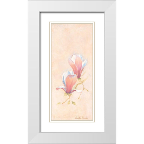 Magnolia 3-3 White Modern Wood Framed Art Print with Double Matting by Boucher, Nathalie