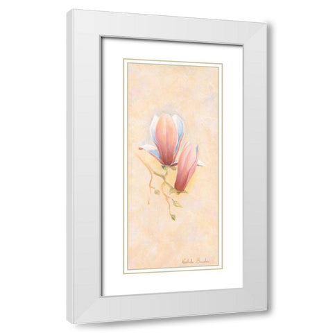 Pink magnolia 1-3 White Modern Wood Framed Art Print with Double Matting by Boucher, Nathalie