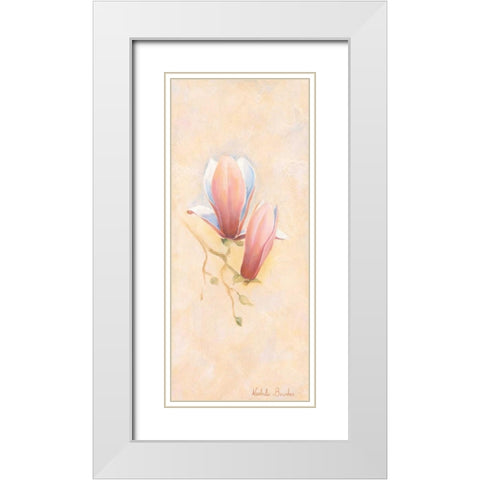 Pink magnolia 1-3 White Modern Wood Framed Art Print with Double Matting by Boucher, Nathalie