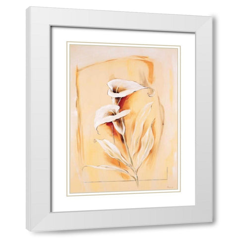 Calla lillies White Modern Wood Framed Art Print with Double Matting by Renee