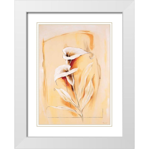 Calla lillies White Modern Wood Framed Art Print with Double Matting by Renee