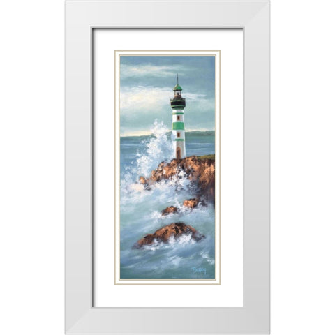 Lighthouse II White Modern Wood Framed Art Print with Double Matting by Burgy