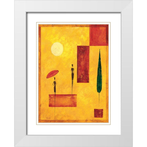 Umbrella I White Modern Wood Framed Art Print with Double Matting by Renee