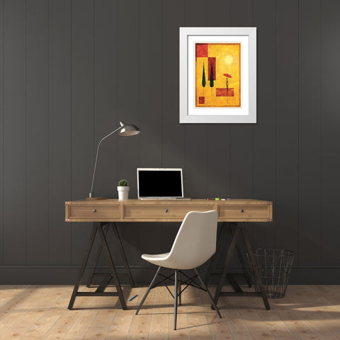 Umbrella II White Modern Wood Framed Art Print with Double Matting by Renee