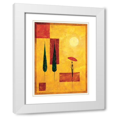 Umbrella II White Modern Wood Framed Art Print with Double Matting by Renee