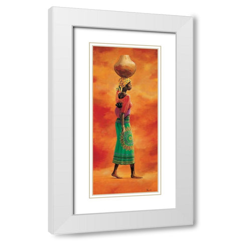 African lady 1-3 White Modern Wood Framed Art Print with Double Matting by Renee