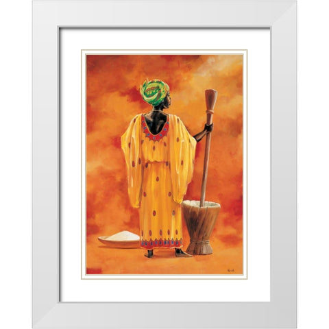 African lady 2-3 White Modern Wood Framed Art Print with Double Matting by Renee