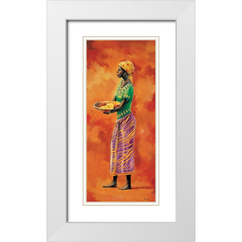 African lady 3-3 White Modern Wood Framed Art Print with Double Matting by Renee