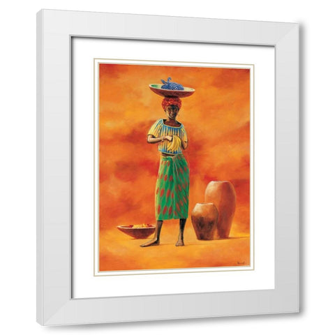 African beauty 2-3 White Modern Wood Framed Art Print with Double Matting by Renee
