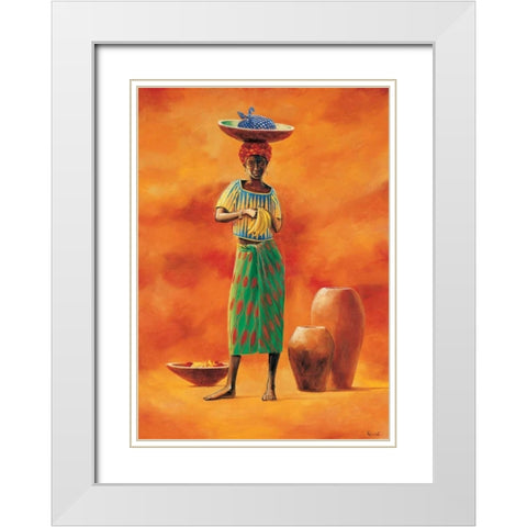 African beauty 2-3 White Modern Wood Framed Art Print with Double Matting by Renee