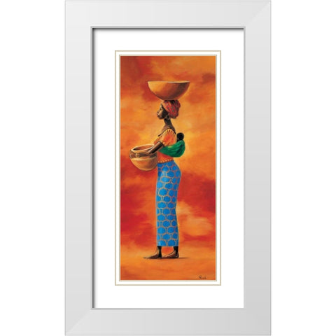 African beauty 3-3 White Modern Wood Framed Art Print with Double Matting by Renee