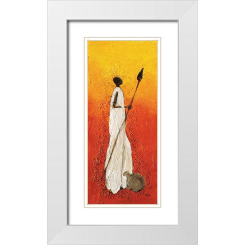 African fighter 1-3 White Modern Wood Framed Art Print with Double Matting by Hedy