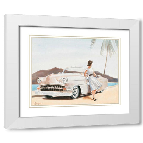 Pastel car II White Modern Wood Framed Art Print with Double Matting by Jasper