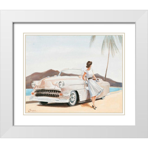 Pastel car II White Modern Wood Framed Art Print with Double Matting by Jasper