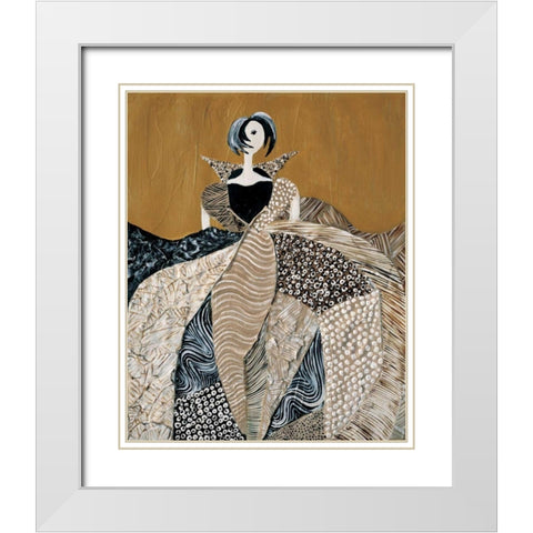 Fashion lady I White Modern Wood Framed Art Print with Double Matting by Hedy