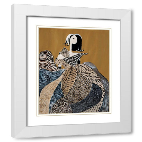 Fashion lady II White Modern Wood Framed Art Print with Double Matting by Hedy