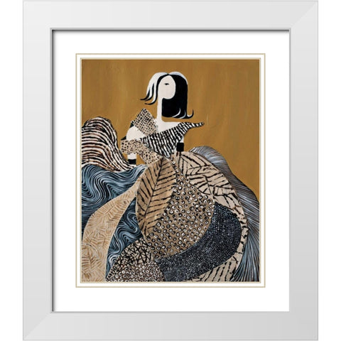 Fashion lady II White Modern Wood Framed Art Print with Double Matting by Hedy