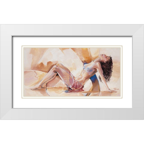 Laila White Modern Wood Framed Art Print with Double Matting by Renee