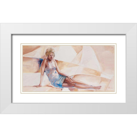 Diana White Modern Wood Framed Art Print with Double Matting by Renee