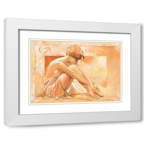 Sitting beauty White Modern Wood Framed Art Print with Double Matting by Alberto, Tanya