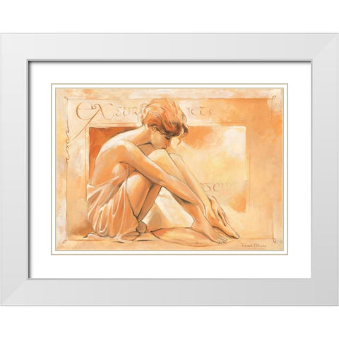 Sitting beauty White Modern Wood Framed Art Print with Double Matting by Alberto, Tanya