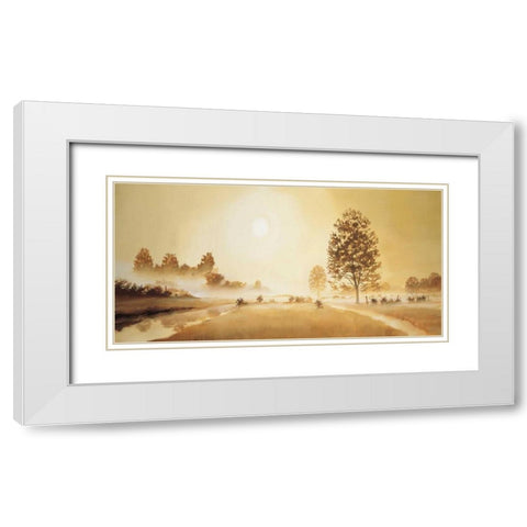 Misty landscape I White Modern Wood Framed Art Print with Double Matting by Nauts, Frans