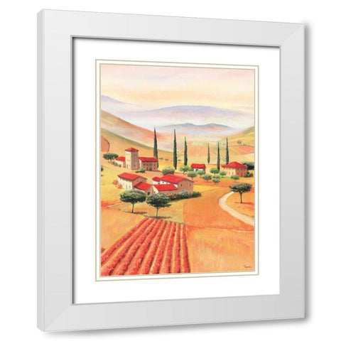 Tuscan Village II White Modern Wood Framed Art Print with Double Matting by Renee