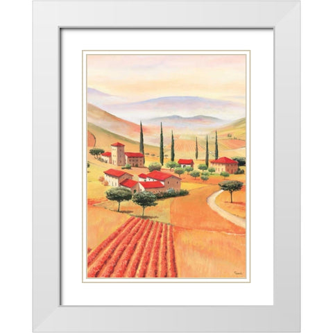 Tuscan Village II White Modern Wood Framed Art Print with Double Matting by Renee
