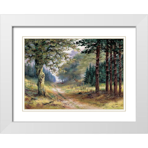Trees White Modern Wood Framed Art Print with Double Matting by Withaar, Reint