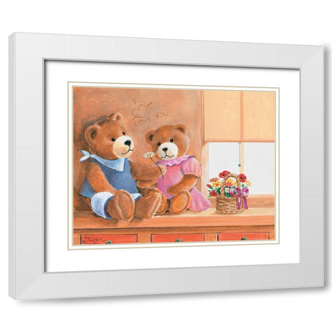 Mrs. And Mr. Bear I White Modern Wood Framed Art Print with Double Matting by Jasper