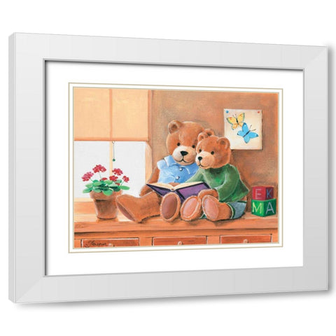 Mrs. And Mr. Bear II White Modern Wood Framed Art Print with Double Matting by Jasper