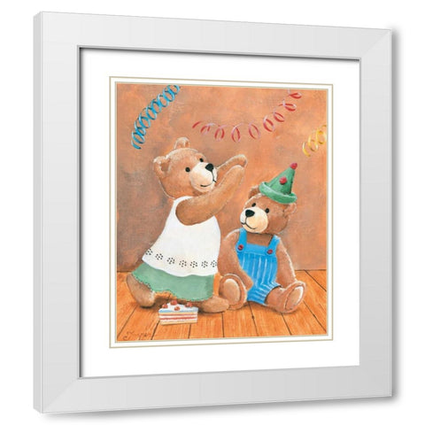 Party bears White Modern Wood Framed Art Print with Double Matting by Jasper
