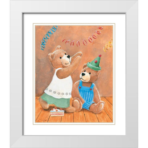 Party bears White Modern Wood Framed Art Print with Double Matting by Jasper