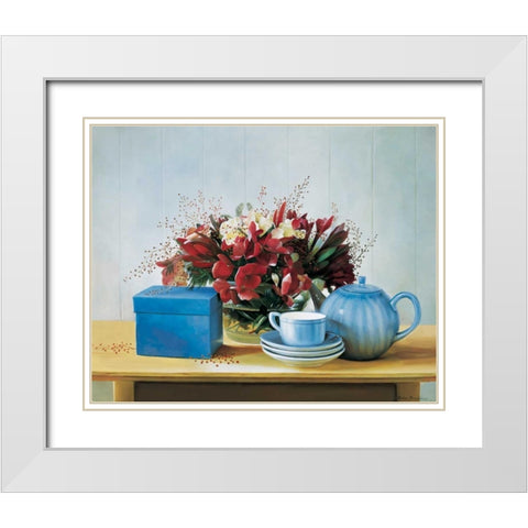 Stillife with teapot White Modern Wood Framed Art Print with Double Matting by Bradshaw, Zeke