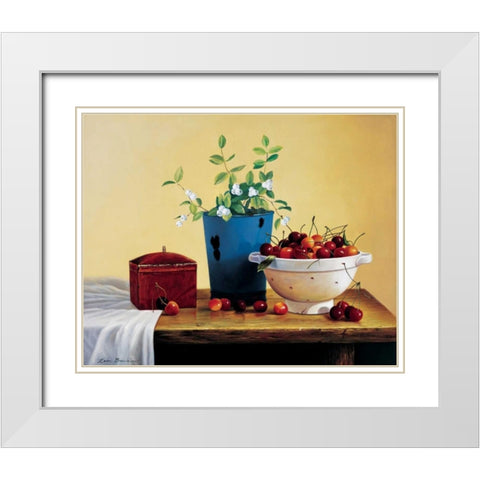 Stillife with cherries White Modern Wood Framed Art Print with Double Matting by Bradshaw, Zeke