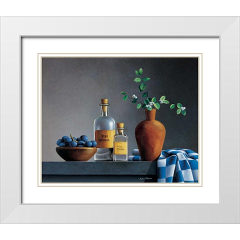 Stillife with bottles White Modern Wood Framed Art Print with Double Matting by Harris, Michael